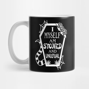 I Myself Am Stoned And Unusual Funny Skeleton Halloween Mug